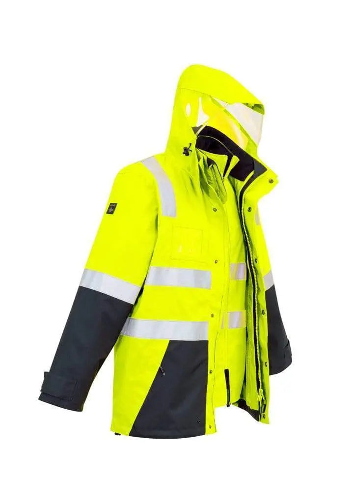 SYZMIK Men’s Hi Vis 4 In 1 Waterproof Jacket ZJ532 Metro Workwear.